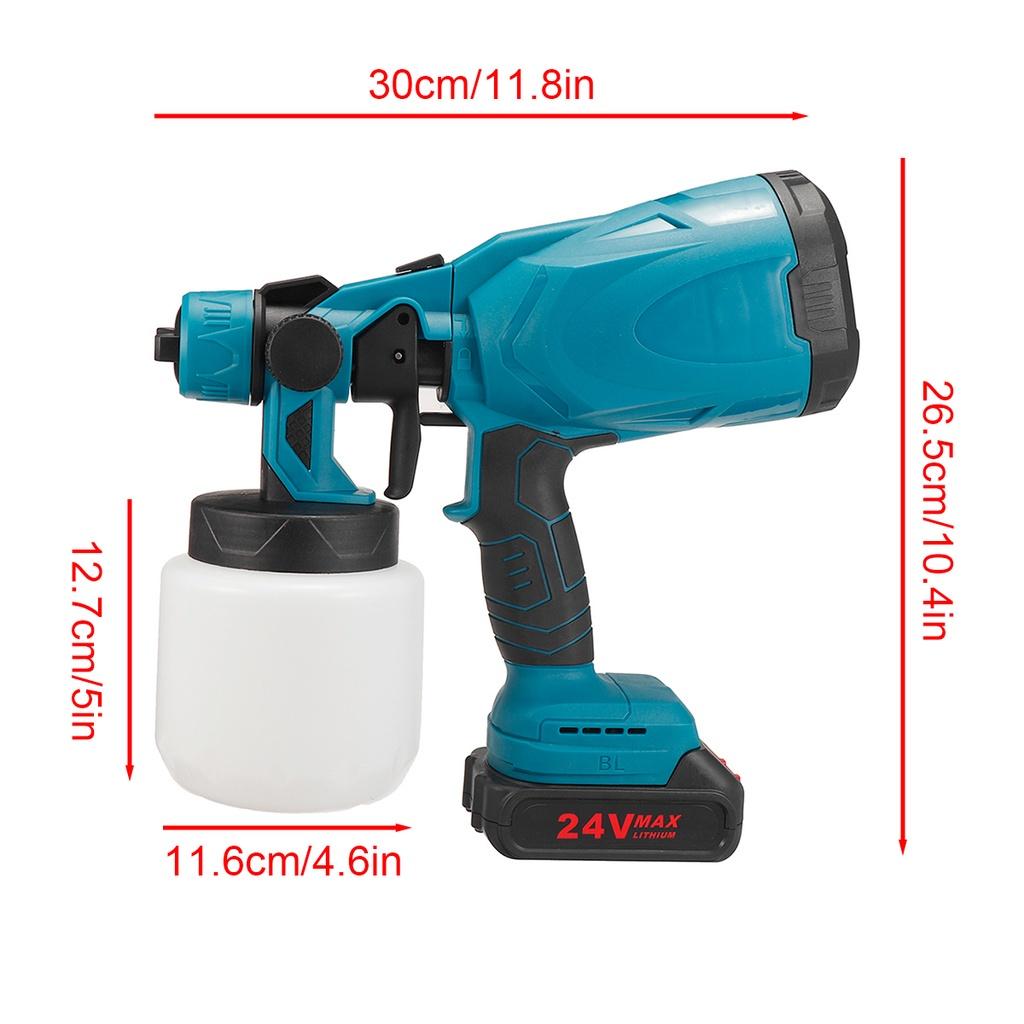 800W 24V Cordless Electric Paint Spray Guns Portable Airless Car Fence Wall Floor Paint Spraying Tool With 2 Battery
