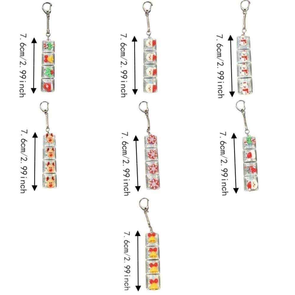 Transparent Dual-Tone Decompression Button Toy 4-Key X-mas Keyboard Keychain Desktop Decoration