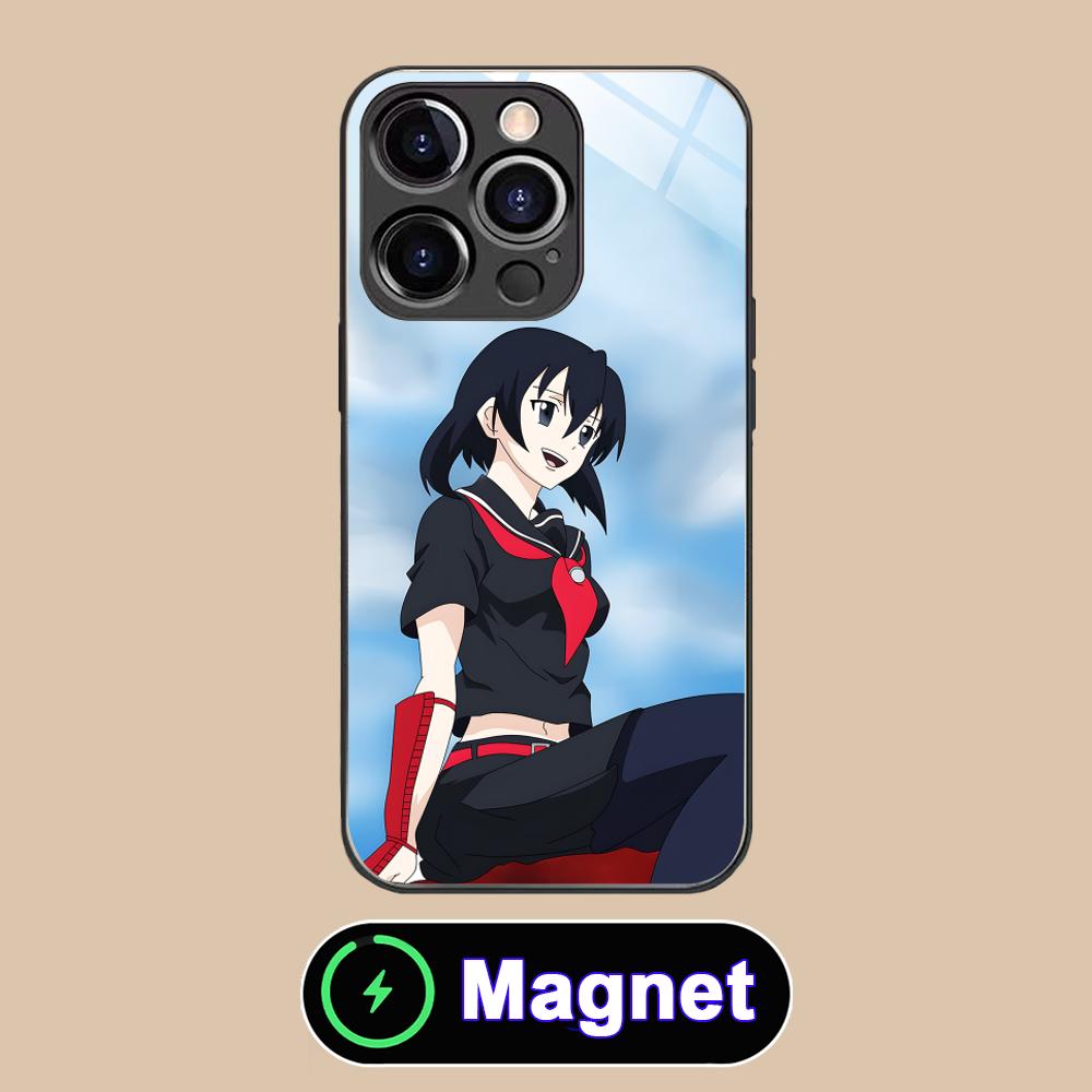 Akame Kurome Glass MagSafe Mobile Phone Case for iPhone 17 16 15 14 13 12 11 Air Pro Max Plus Mini Colorful Cover