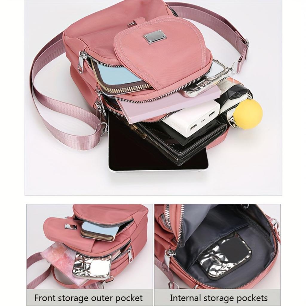 Женская модная сумка-мессенджер из ткани Оксфорд, однотонная повседневная сумка через плечо с застежкой-молнией, подкладка из полиэстера, подходит для повседневного использования