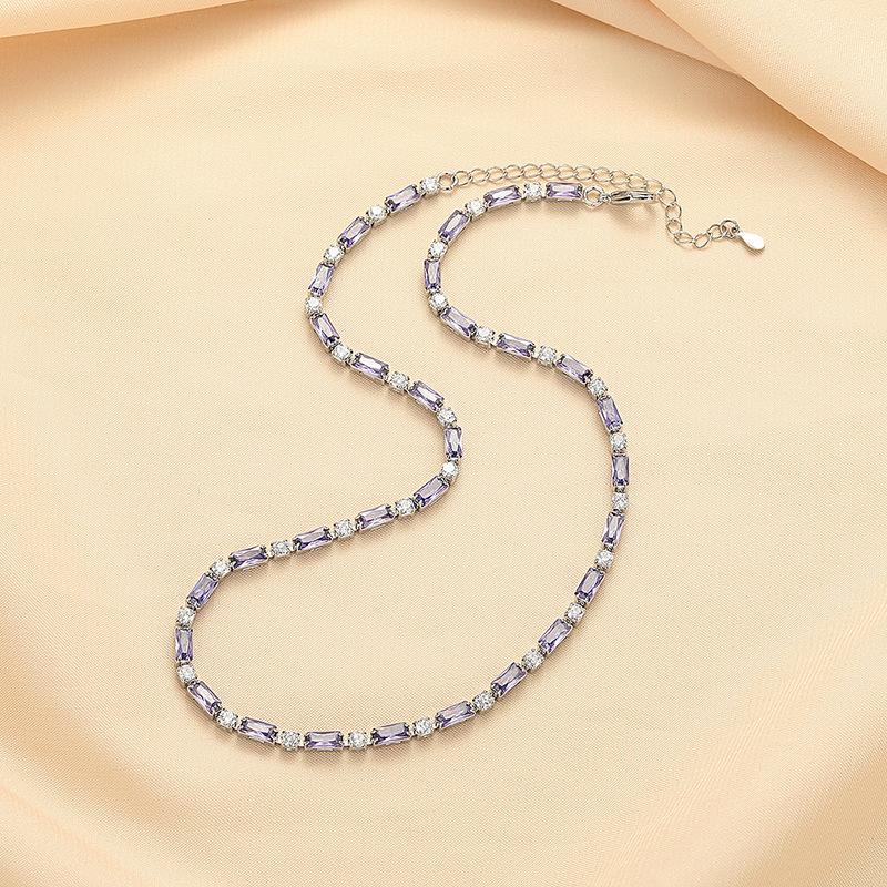 Purple crystal necklace, women's luxury jewelry