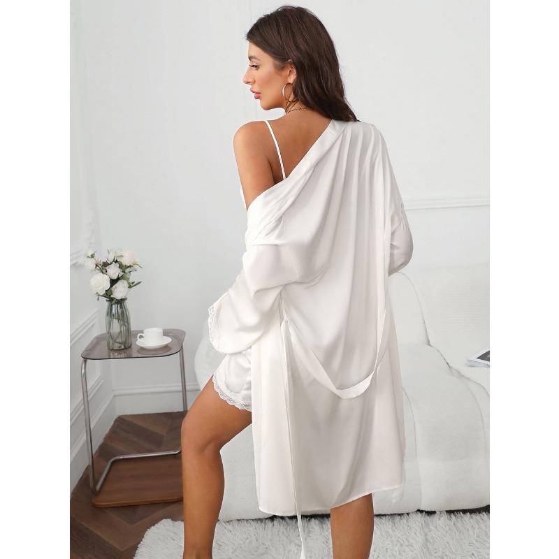 Женская сексуальная эротическая домашняя одежда ночная рубашка французский халат ледяной шелк из двух частей домашняя одежда для женщин