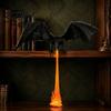 Ambient Reading Corner Lighting Dragon Bookshelf Nook Light with LED Flame Effect, Fantasy Shelf Decor, Mythical Creature Statue Flying Display