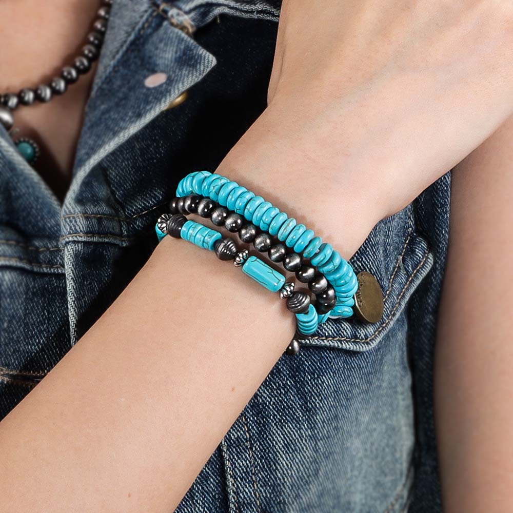 Beach Hand Bead Couple Turquoise Bracelet Bohemian Style Western Country Bracelets Summer