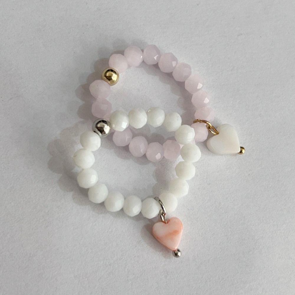 Waterproof Sweet Creative String of Beads Elastic Cord Round Bead Rings for Women Elegant