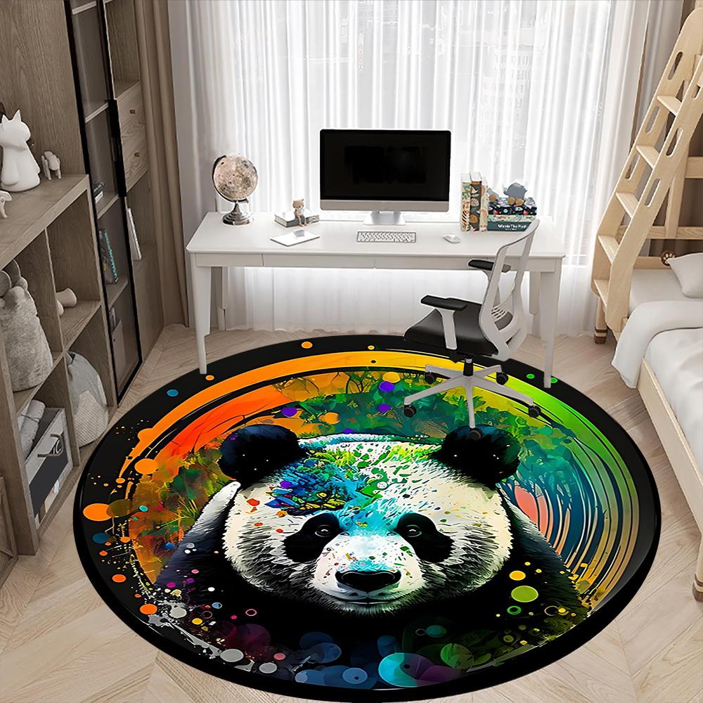 1pc Panda Colors Office Round Area Rug, Under Office Chairs Bedroom Living Room Home Decor, Room Deco, Available in Various Sizes