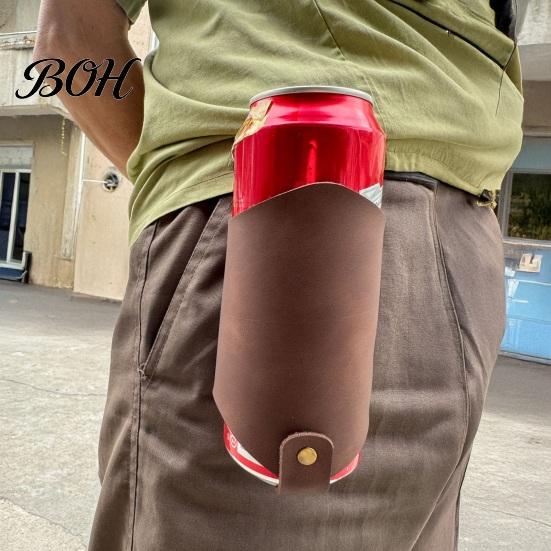 Portable Soda Can Holder Waist Hanging Beer Holder, Faux Leather Beverage Drink Holster for Belt, Accessories Lovers