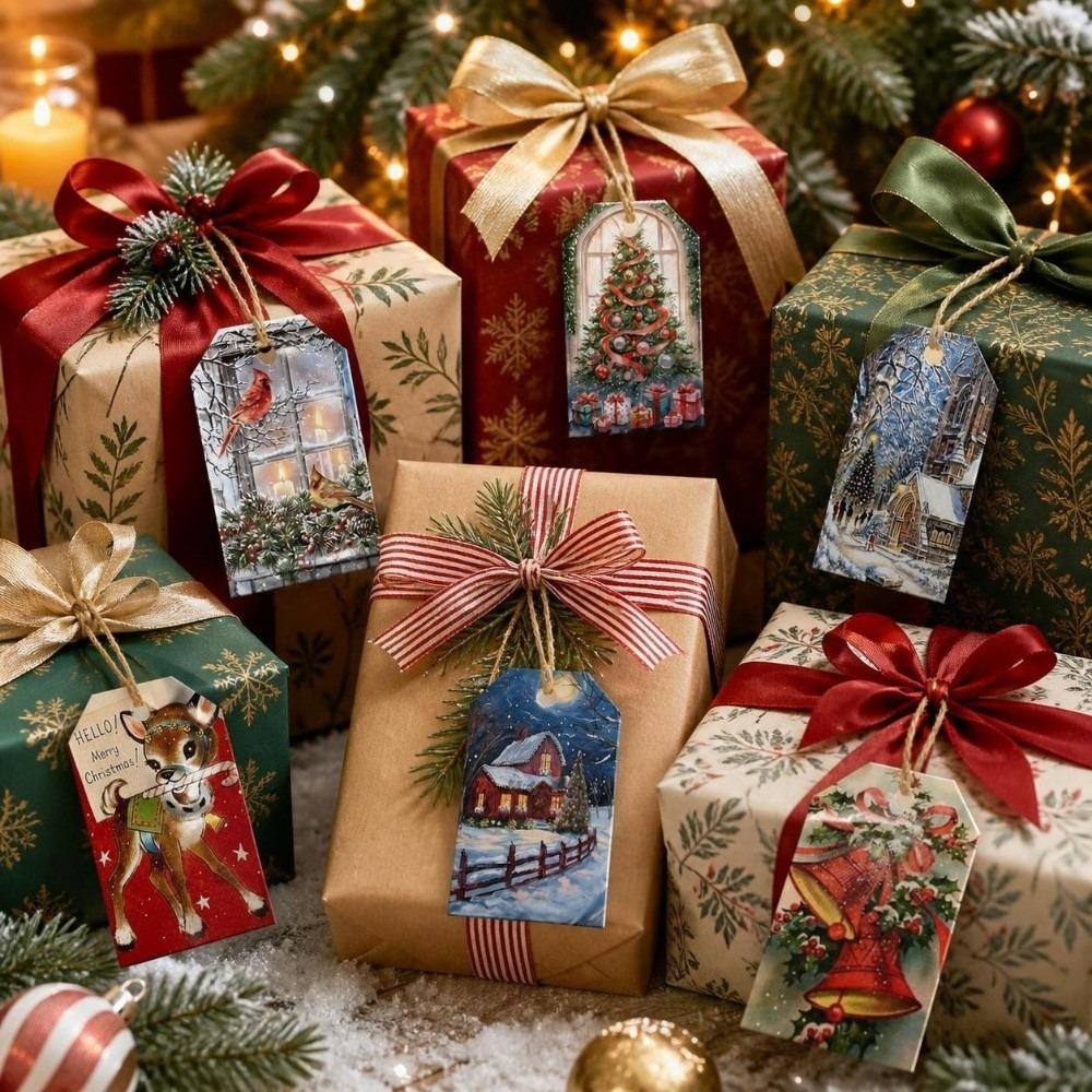 24pcs Packaging Accents Christmas Decorative Tags Snowman Holiday Gift Labels Christmas Party