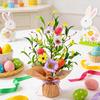 Искусственные пасхальные горшечные растения 16,5" Дерево с пасхальными яйцами Настольные украшения с морковками из синельной проволоки Искусственные цветы для каминной полки Дома Весенний декор