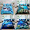 3D Dolphin Pattern Blue Ocean Queen King Size Bed Cover Animal Single Bedbag Pillowcase Children Adult Bed Polyester Bedding