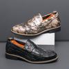 Men's Loafers Large Size New Crocodile Pattern Casual Leather Shoes Fashionable Men's Retro Style Foot Loafers