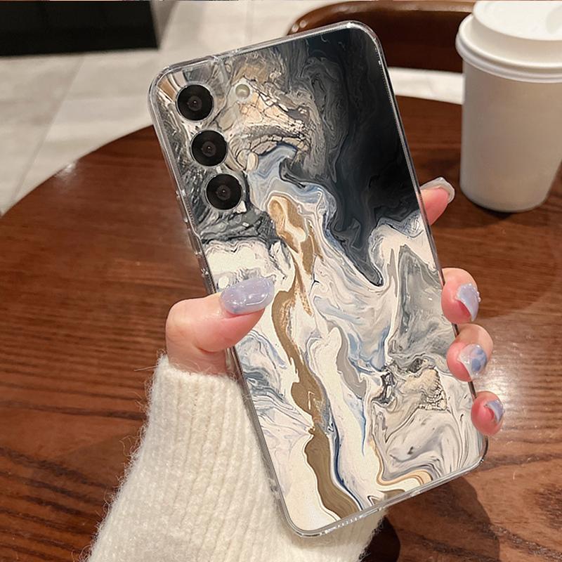Чехол для телефона с узором под песчаник и мрамор для Samsung Galaxy S26 S25 S24 S23 Ultra S22 Plus S24 S21 FE S25 Edge Прозрачный мягкий чехол из ТПУ