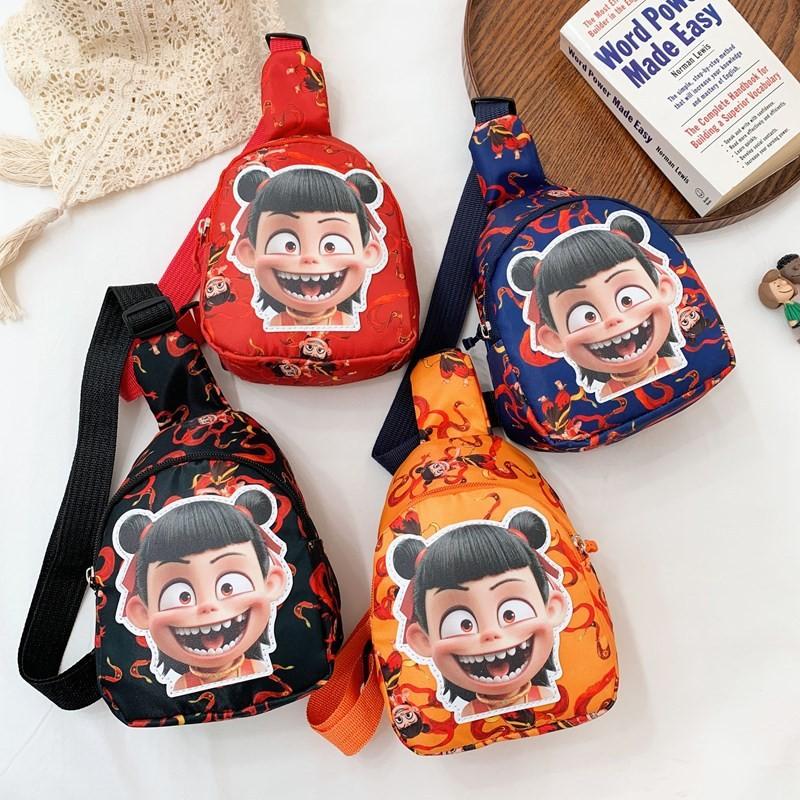 Cartoon Ne Zha Printed Shoulder Chest Bags Anime Peripheral Children Wallet