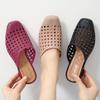 Women's Sandals Summer Holow Hole Slippers Fashion Solid Color Low Heel Slides Casual Breathable Shoes Female