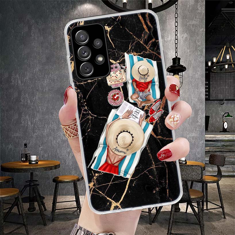 Мама Малыш Любовь Девочка Мягкий Чехол Для Телефона Для Samsung Galaxy A13 A14 A15 A16 A17 A53 A54 A55 A56 A57 A33 A34 A35 A36 A37 A23 A24 A25 A2