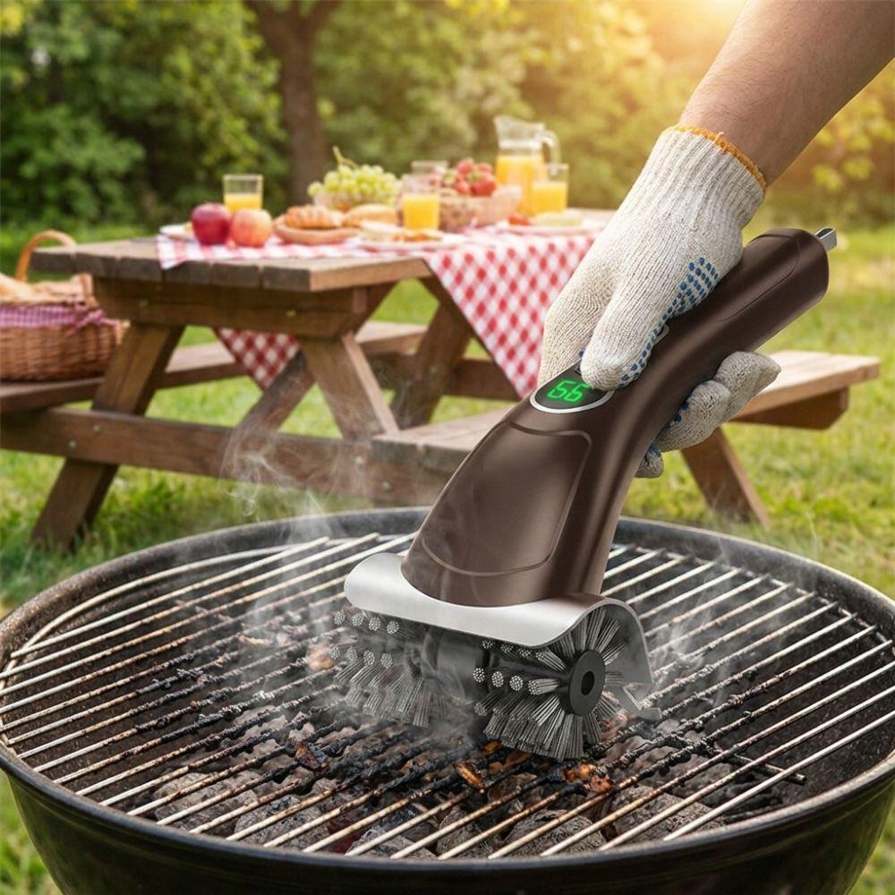 Removable Head Electric Grill Brush Rechargeable Rotating Barbecue Brush Outdoor Grilling