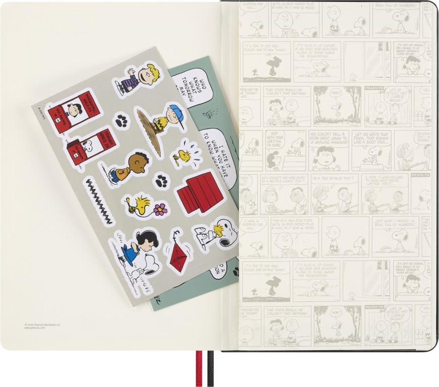 Moleskine Peanuts Snoopy Notebook, Hardcover, Large Size (13cm x 21cm), Horizontally Ruled, Black, LEPENB31HSNOOPYBK