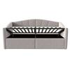 Upholstered Bed Sofa Bed 90*200 cm, With Hydraulic Storage, With Slatted Frame and Armrests, Classic Striped, Single Bed, Velvet Fabric, Light Grey