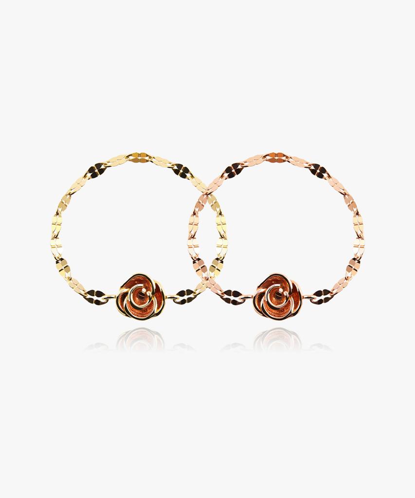 Helene Jewelry 14K Шерри Клевер Роза Цветок Цепочка Золотое Кольцо (Тип А)