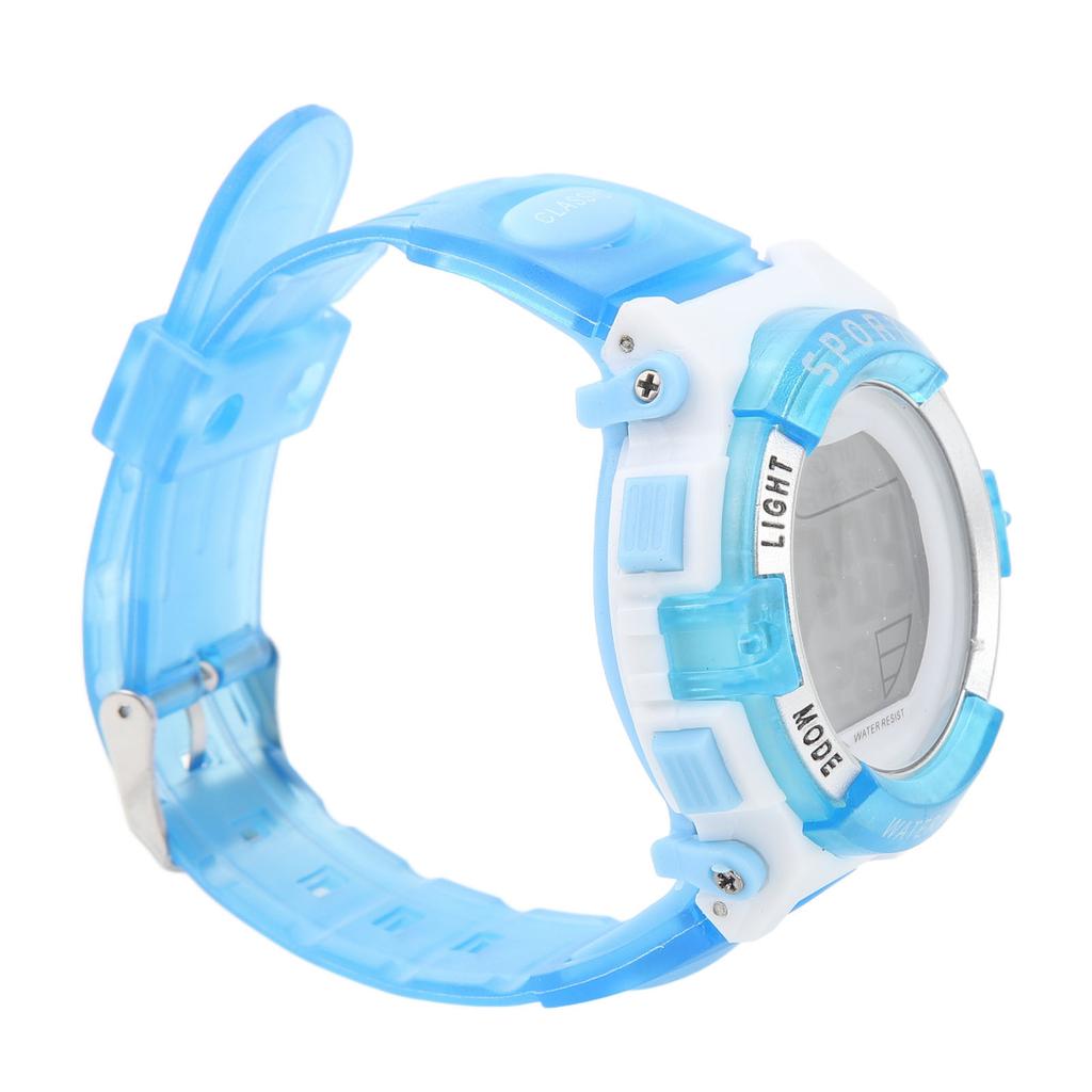 Digital Chronograph Watch Girls Student Electric Waterproof PU Strap for Swimming Sports with