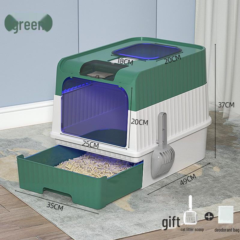 Extra Large Enclosed Cat Litter Box with UV Sterilization, Deodorizing Drawer, and Splash-Proof Design.