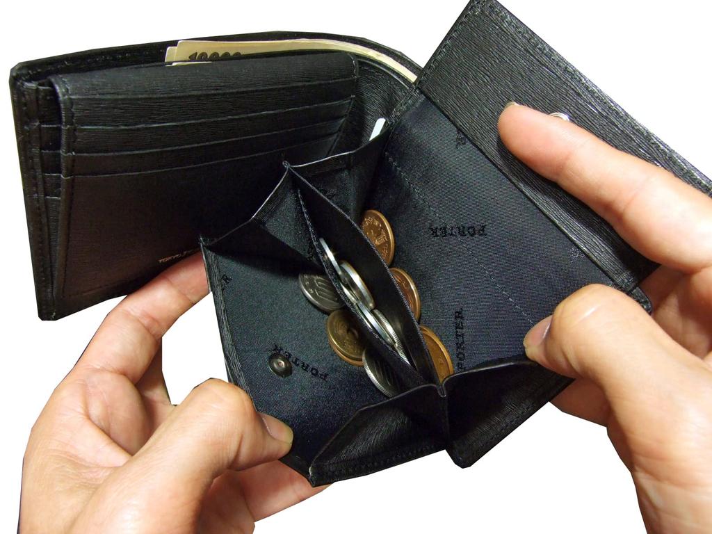 ТЕКУЩИЙ кошелек Кошелек Кошелек Кожаный тисненый [Porter] (Черный/BLK)