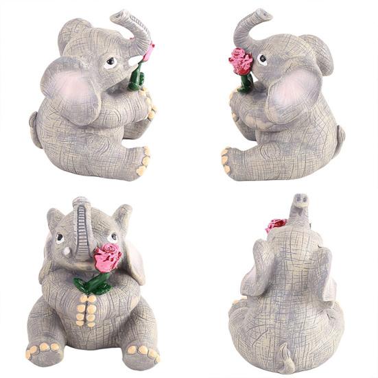 Украшение в виде слона Yousheng, миниатюрная статуя слона из смолы, украшение для дома, офиса, сада, сидящая фигурка слона, подарок для любителей слонов