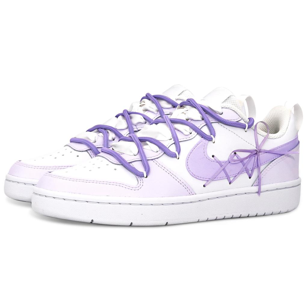 Nike Кроссовки для скейтборда Court Borough Кожаные Нескользящая Подошва Устойчивые к истиранию Низкие Бело-Фиолетовые GS BQ5448-100(Команда52-)
