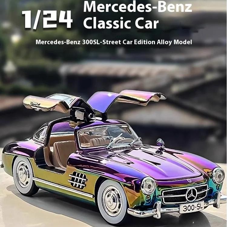 Масштаб 1/24 Классический Mercedes-Benz 300SL Гальванизированная версия Сплав Машина Литая металлическая модель Коллекционная модель Хобби Украшения Подарок для мальчиков