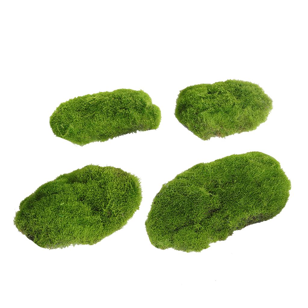 4Pieces Faux Moss Decors for Crafts Artificial Moss Mats Decorative Ornaments for Home and Garden Potted Plant Decors