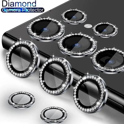 1 комплект для Samsung Galaxy S24 S23 Ultra S24 S23 Plus Diamond Camera Lens Metal Ring Protector Cap с закаленным стеклом