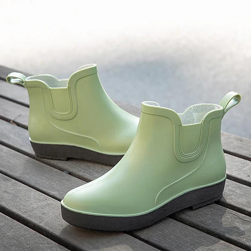 Fashion Rain Shoes Women's Korean Version Anti Slip Rain Boots Short Tube Fashionable External Style New Rubber Shoe Cover