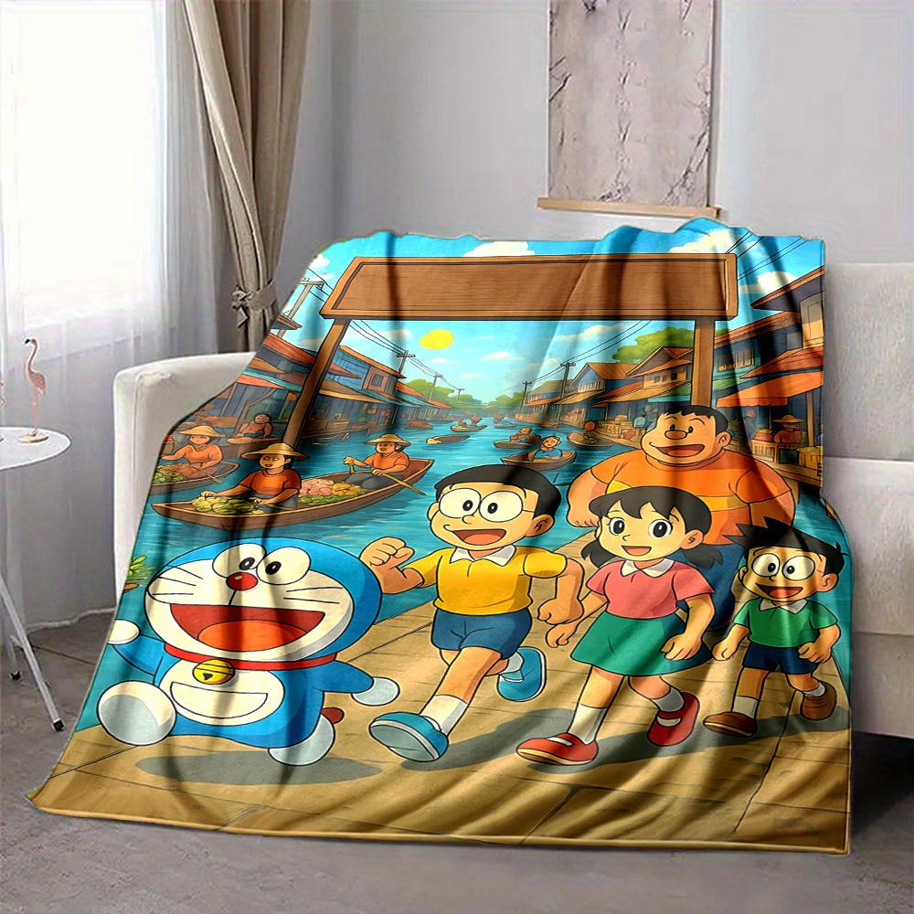 1pc Doraemon, Nobita Blanket Soft All Season Throw with Vibrant Design, Perfect for Home, Travel, and Gifts, Ideal for Naps and Camping