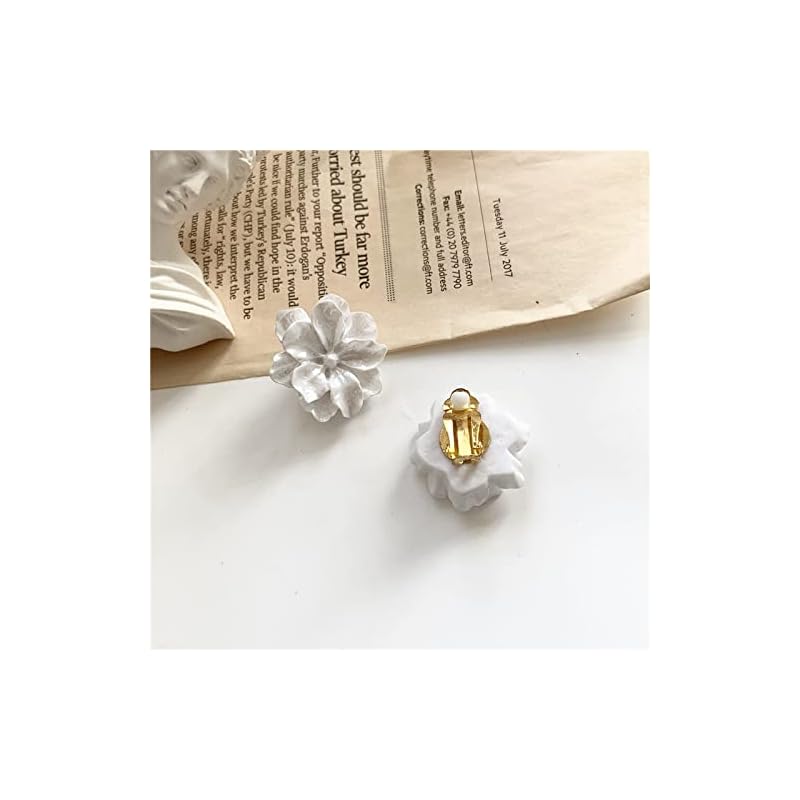 earrings earrings ladies stud earrings white Large flower flower silver 925 metal allergy Large Korean style cute accessories jewelry QYHH017
