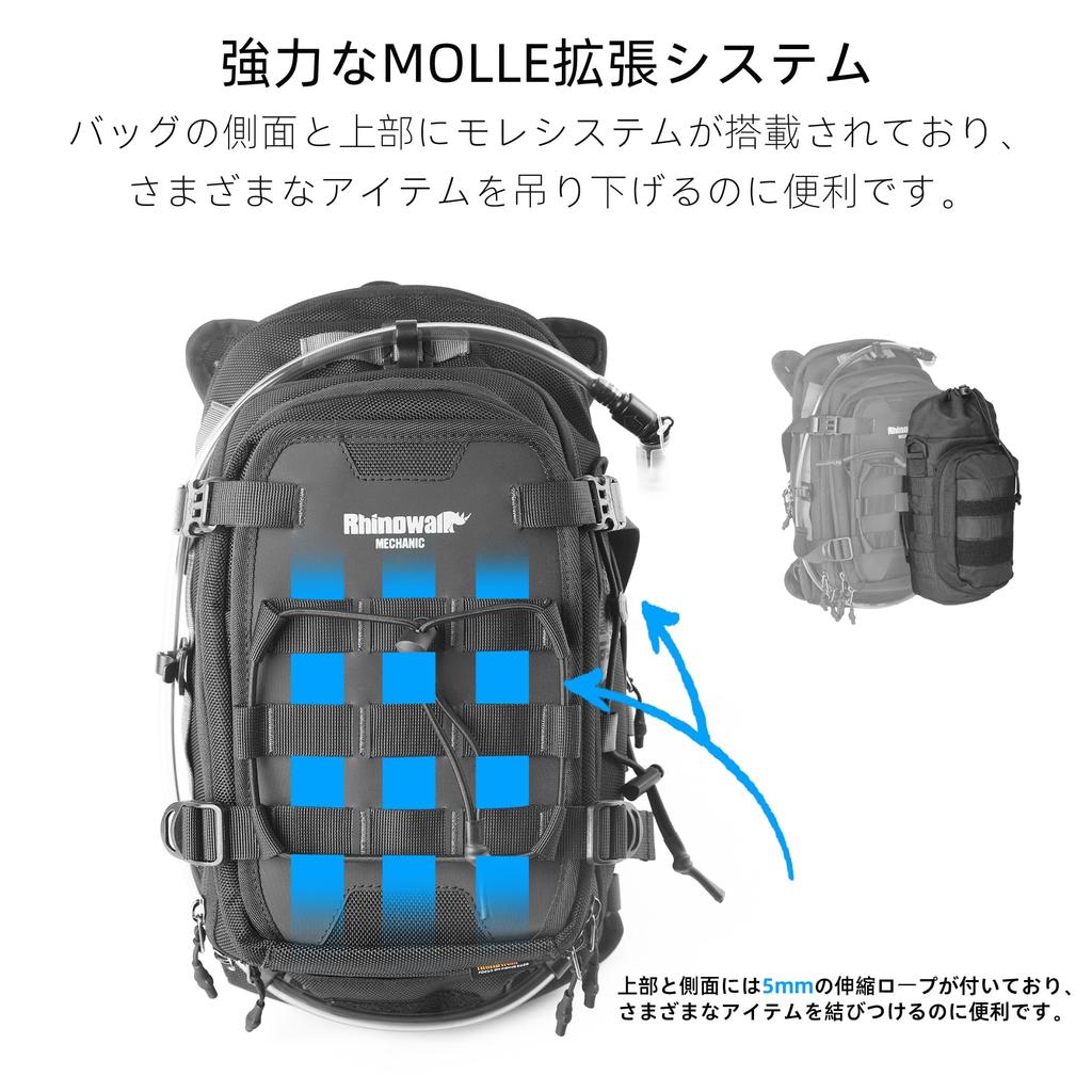 Rhinowalk Motorcycle Tank Bag & Backpack with Separate Water Bladder, MOLLE Compatible, Duffel Bag for Adventure/Sport Bikes