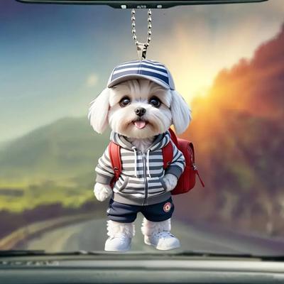 Рождественский кулон в виде зеркала заднего вида, подвесное украшение со шнурком, легко подвешивается, устойчив к выцветанию, подвеска в виде собаки, украшение на рождественскую елку