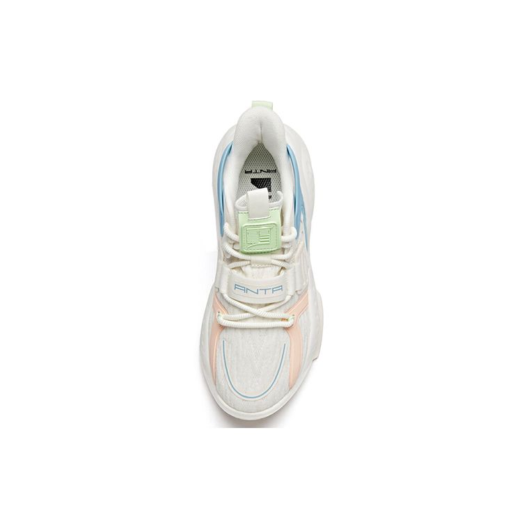 Anta Lifestyle Series Gift Recommendation Mid-Top Casual Shoes Women Sneaker White Blue 122038081-3