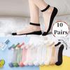 10 Pairs Comfortable Boat Socks Breathable Lace Socks Women Summer Casual Sports Socks Transparent