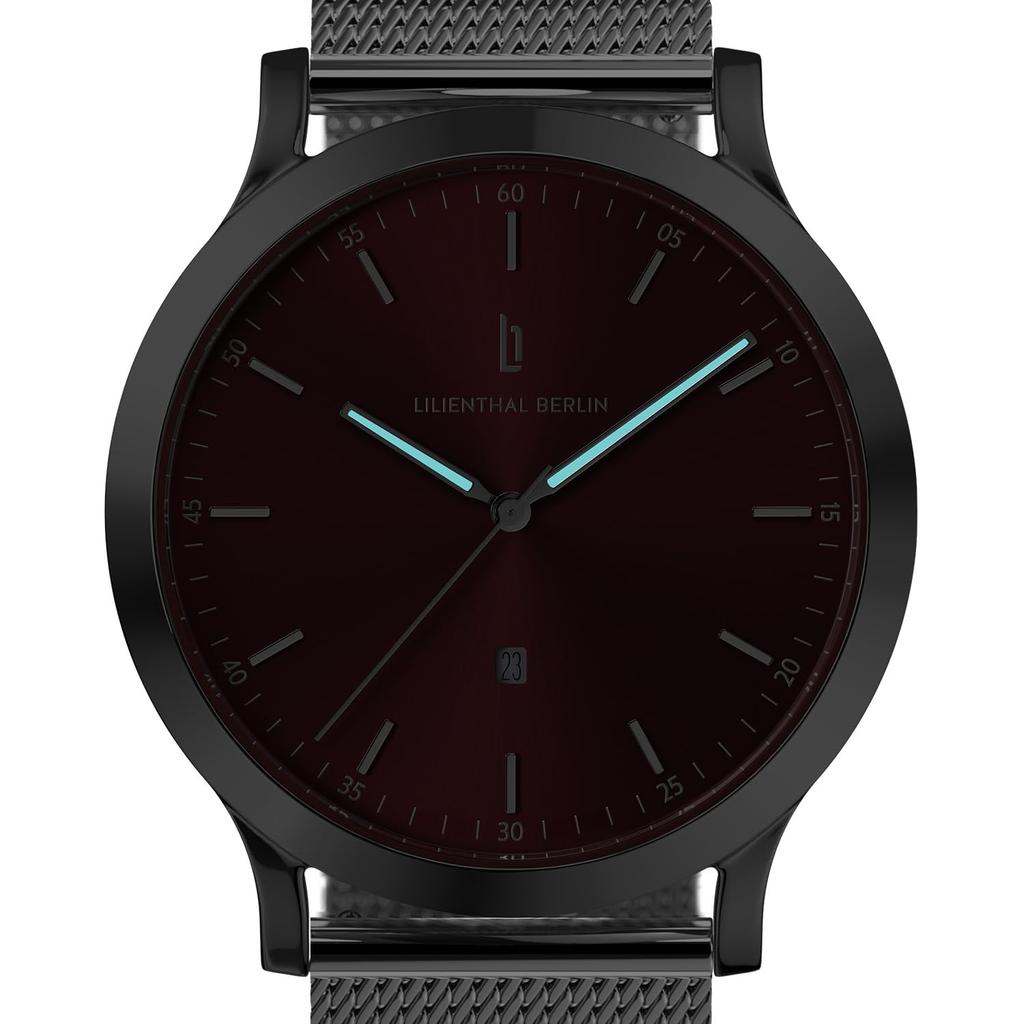 Lilianthal Berlin Silver Watch with Date Made in Men's Display, Germany, H01-108-B023AS