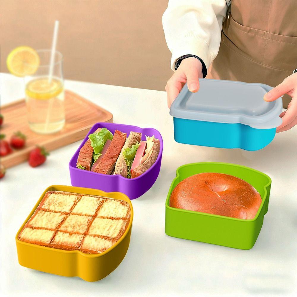 Airtight Portable Lunch Box Toast Shaped Prep Keeper BPA Free Food Container  For Travel