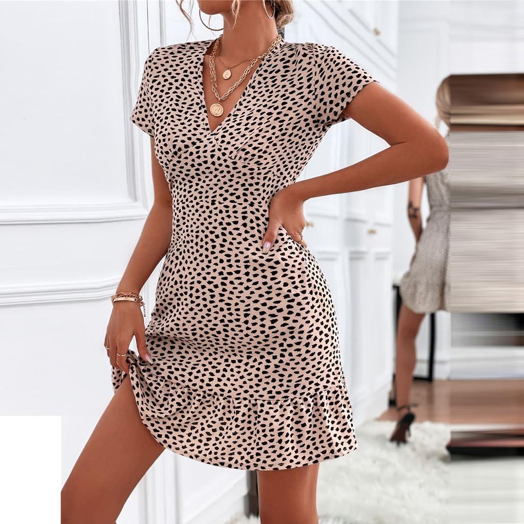 Женское летнее сексуальное платье с v-образным вырезом и цветочным принтом, повседневная короткая юбка