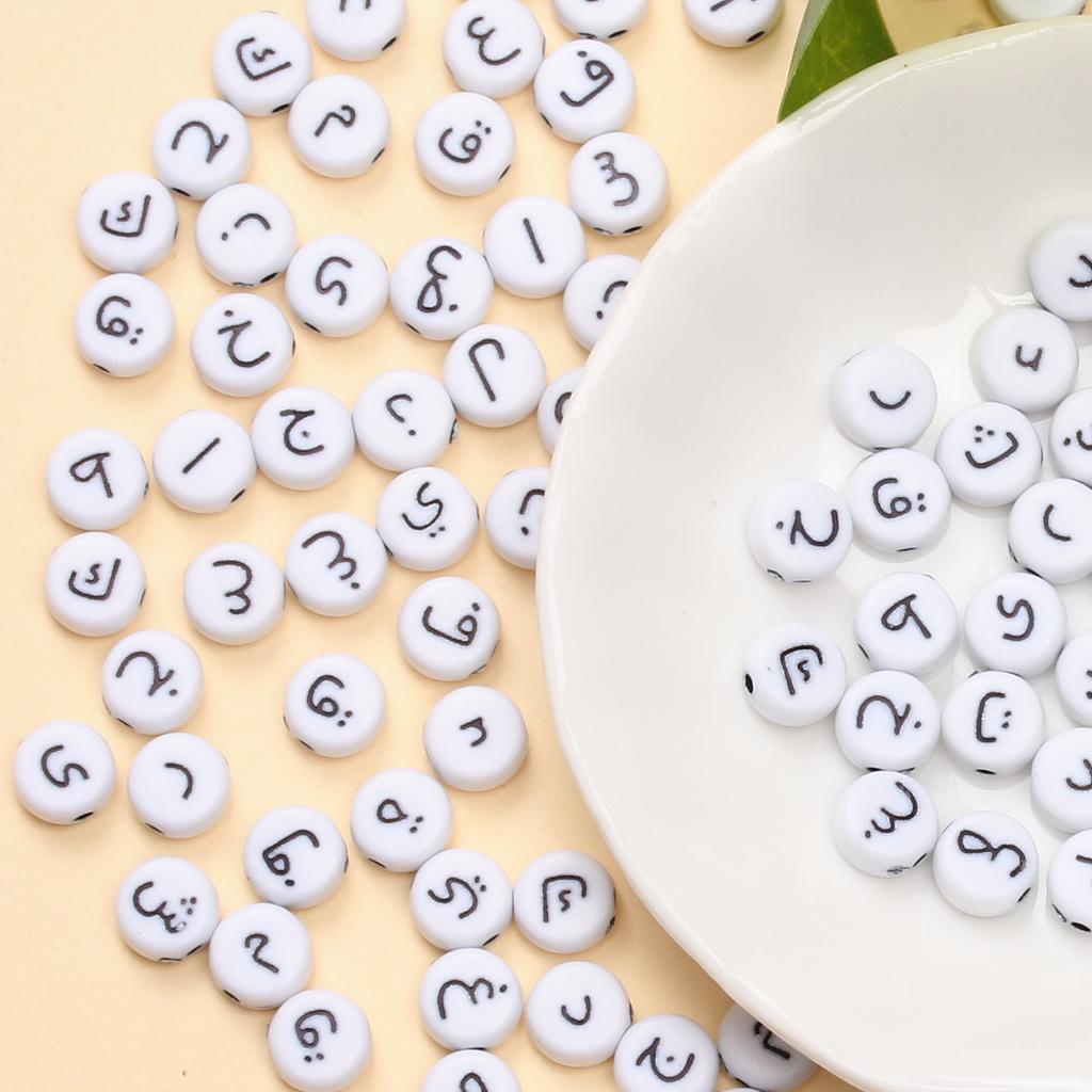 100 шт. 7 мм акриловые арабские бусины рассеянные космические бусины сплошные плоские круглые бусины для DIY браслета ожерелья ювелирные изделия производственные принадлежности