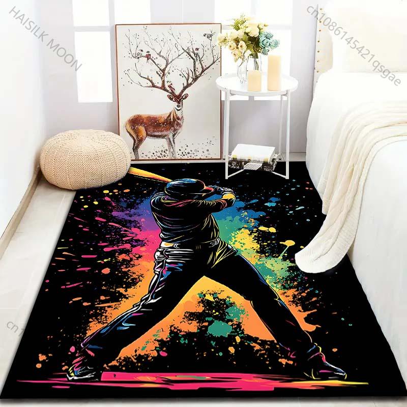 1PC Baseball swing colorful splash Carpet for Living Room Bedroom Sofa Home Decor Rus Non-slip Floor Mat Luxury Gift