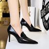 Модные туфли на высоком каблуке в европейском и американском стиле в стиле ретро, ​​женские туфли на тонком каблуке с глубоким вырезом и острым носком