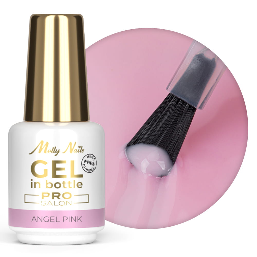 Molly Nails Pro Salon Angel Pink HEMA/Di-HEMA Free Gel in Bottle with Brush 15g