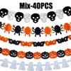 Mantle Hanging Decor Halloween Banner 3M Black Orange Paper Garland Spooky Pumpkins Bats Spider Party Decoration Solution