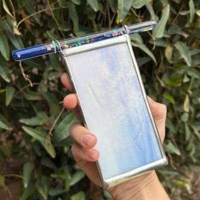 Витражный калейдоскоп ручной работы, трехсторонний цветной калейдоскоп ауры, с палочкой с блестками для рождественских, юбилейных, свадебных подарков