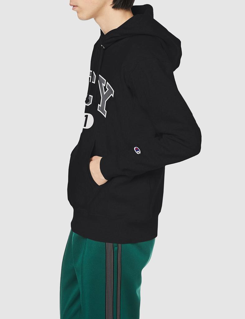 Champion Толстовка мужская с длинным рукавом, с университетской графикой, свободного кроя, оверсайз, темно-синяя, размер M, 100% хлопок, принт, 10 унций, посадка, свитшот Weave®,