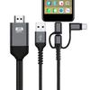 Адаптер-кабель 3-в-1 Micro USB 1080P Кабельное ТВ AV-адаптер Type-C 2 м для iPhone
