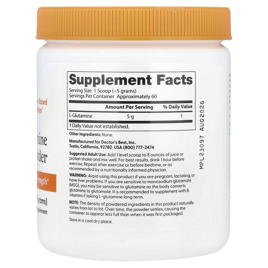 Doctor'S Best, Pure L. Glutamine Powder, 300G(10.6Oz)